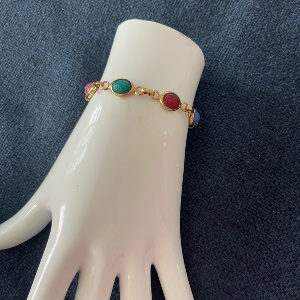 Vintage scarab bracelet 12K gold filled - Picture 8 of 9